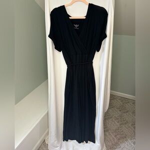 Maternity Black Flowy Romper V-Neck with tie and pockets size XL